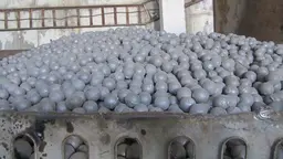 A heap of steel balls in a lorry