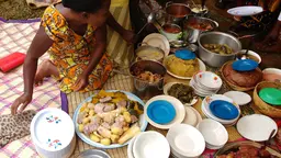 A buffet of Ugandan food