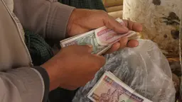 A woman holds bank notes