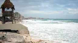 A beach that has been washed away