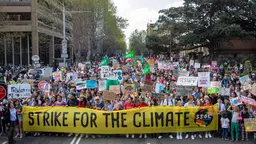 Protesters with a banner