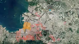 A map showing the neighbourhoods around Port-au-Prince, Haiti