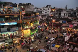 View of the city of Delhi at night