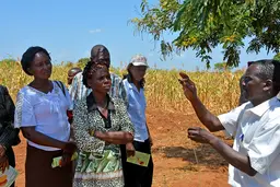 Group of people listening to a man talking