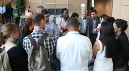 Group of people talking in a circle