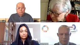 Four people on a video call