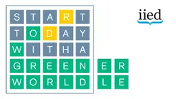 A box with coloured tiles spells "Start today with a greener worldle" with some letters outside the box.