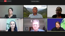 Video call featuring headshots of 6 people
