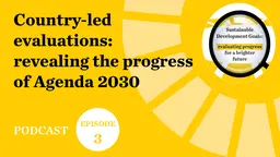 Title card with the text Sustainable Development Goals – Evaluating progress for a brighter future and a magnifying glass.
