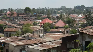 Aerial view of informal settlement in Tanzania.