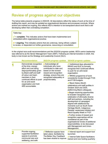 Screengrab of text-heavy page from the report, laid out in table format.