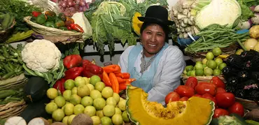 Agricultural biodiversity in a Peruvian market. Photo: Bioversity International/A. Camacho