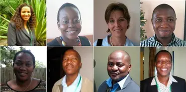 Members of the Mainstreaming Biodiversity and Development Africa leaders' group. From left to right: Kauna Schroder, Marie-May Jeremie, Juliane Zeidler, Samson Mulonga, Dineo D Gaborekwe, Baboloki Autlwetse, Felix Monggae, Chipanqura Chirara.