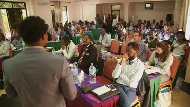 IIED's Fitsum Weldegiorgis presents at the action dialogue on artisanal and small-scale mining in Tanzania (Photo: Steve Aanu)
