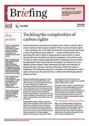 Cover of the briefing, Tackling the complexities of carbon rights