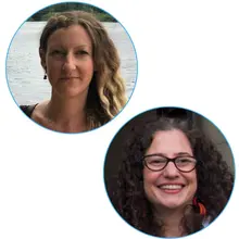 Headshots of Fernanda Alcobé and Elaine Harty.