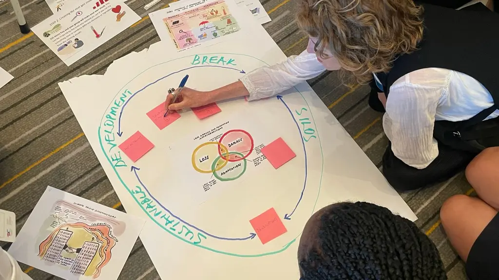 Participants discussing the different tools and approaches to decolonise climate action and promote LLA at the 2023 D&C Days event.