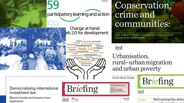 A collage of publication covers overlapping one another