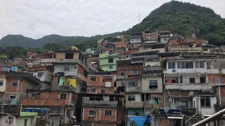 Informal housing piled on a hill