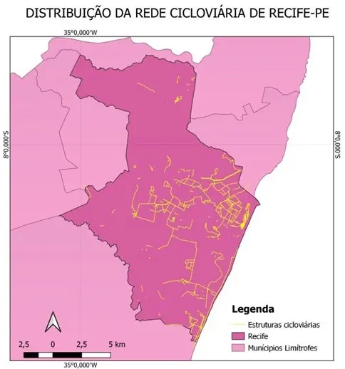 Map of Recife, Brazil.