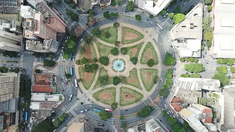 Drone image of Raul Soares Square in State of Minas Gerais, Brazil