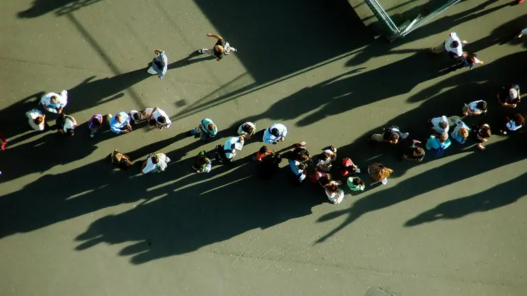 People queueing.