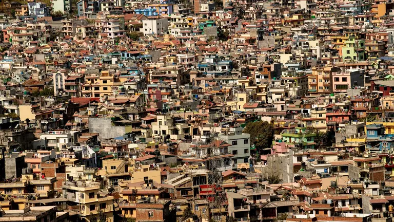 Arial view of housing in Kathmandu, Nepal.