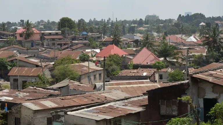 Aerial view of informal settlement in Tanzania.