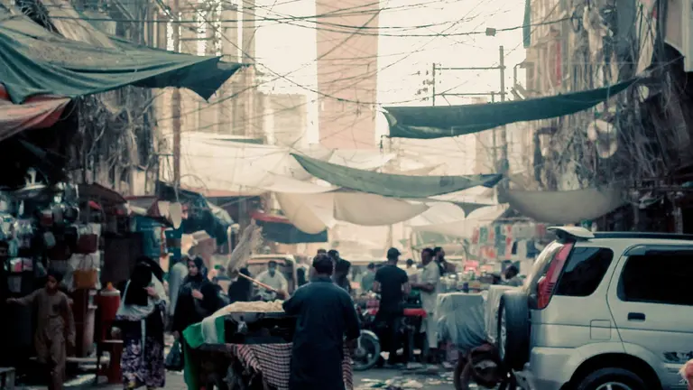 People walking on the streets on Karachi.