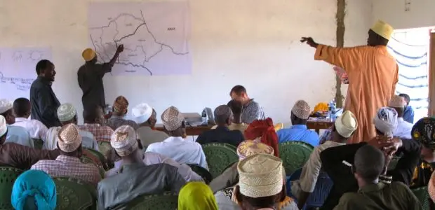 Somali and Boran pastoralists came together to discuss ways to share water resources at a meeting this month. (Credit: James Pattison)