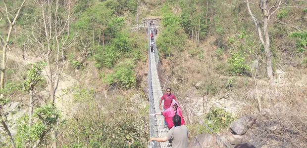 Delegates at CBA8 in Nepal travel to Kirtipur Village, Nawalparasi District to see the effects of climate change as part of the pre-conference fields trips (Photo: Kate Wilson/IIED)