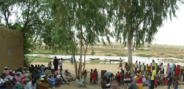 People from Kandadji village, which is due to be flooded, meet to discuss resettlement plans (Photo: Jamie Skinner)
