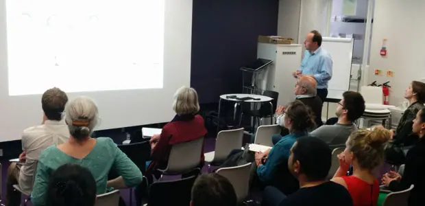 Nick Robins makes a Critical Theme presentation to IIED staff in May 2014 (Photo: Matt Wright/IIED)