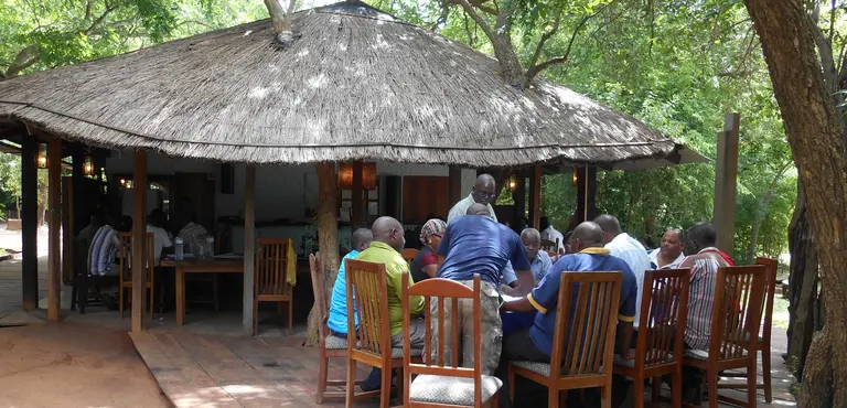 Local logging bosses ('patrons') attend a training session on business organisation and forest management in the remote miombo forest near Caia in Central Mozambique (Photo: Duncan Macqueen/IIED)