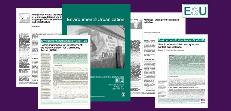 Covers of Environment and Urbanization publications