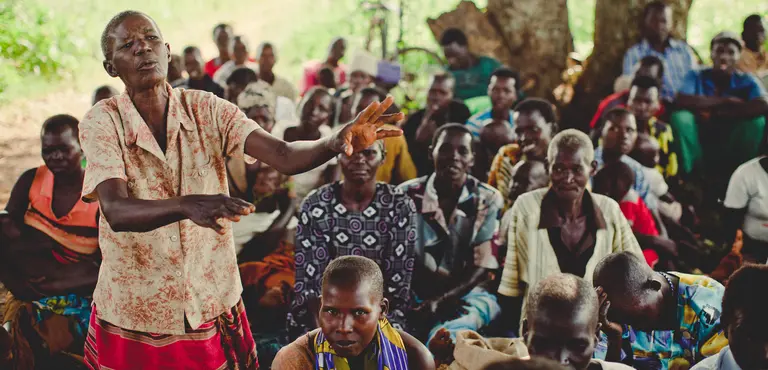 A woman explains the importance of guarding against future encroachments on her community's common land in Northern Uganda (Photo: LEMU)