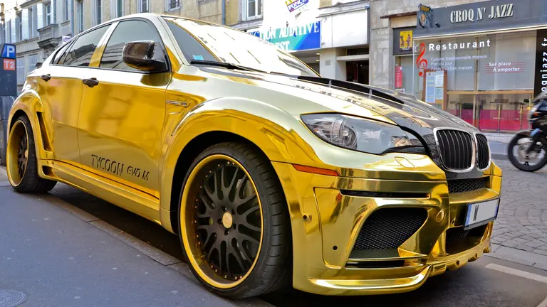 A gold-plated "supercar". London's newspapers recently reported on a Saudi Arabian prince who had four gold-plated sports cars flown to London for his use while on holiday (Photo: Alexandre Prévot, Creative Commons via Flickr)