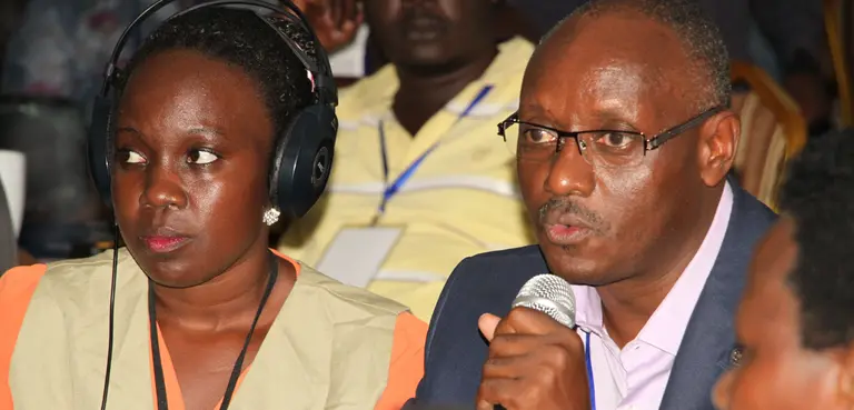 Politicians, farmers, and civil society and church leaders broadcast their commitments to take action to improve food systems live on KRC’s radio station, KRC 102 FM The Farmers' Voice. (Photo: Nimrod Bagonza) 