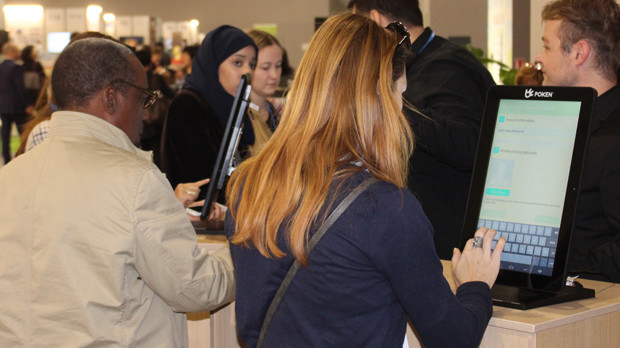 The Poken digital data device has captured the imagination of participants at COP22 in Marrakech, and reduced the necessity for tonnes of paper publications (Photo: Matt Wright/IIED)