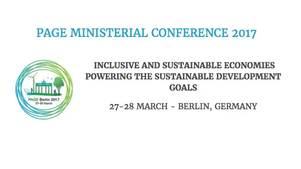 The logo of PAGE and information about the conference on 27-28 March 2017