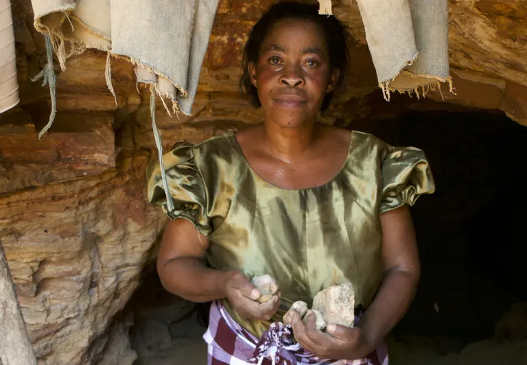 Mary Nicolas inside the mine
