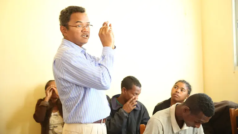 Eric Rakotoson runs training workshops for miners