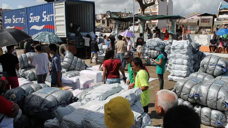 Distributing supplies in the Philippines after the typhoon