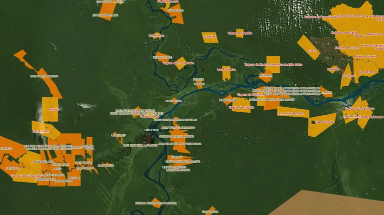 Screengrab of a map of indigenous peoples’ territories in the Peruvian Amazon (Image: IBC Peru)