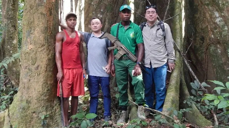 Chinese timber traders’ with locals in Cameroon