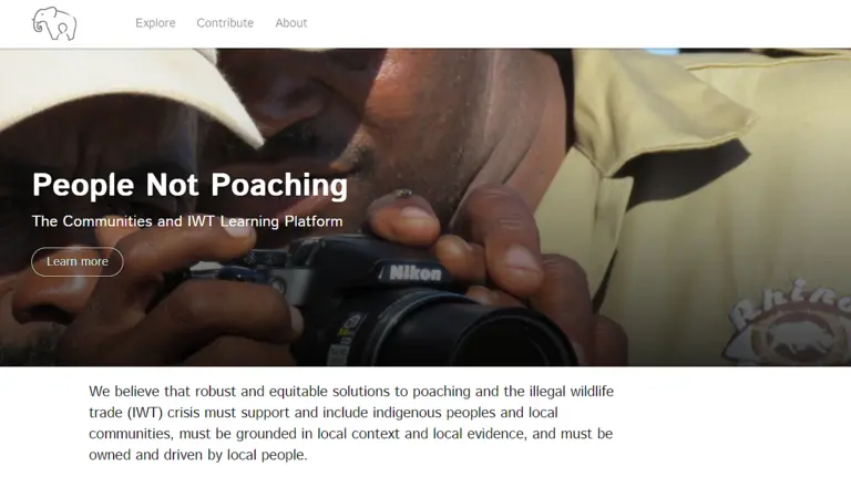 Screengrab of the homepage of the People Not Poaching website