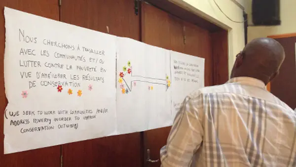 Participants at the meeting establish how their NGO works with communities in DRC (Photo: Alessandra Guiliani/IIED)