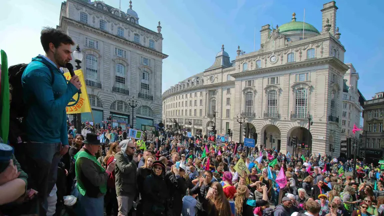 The Extinction Rebellion climate protesters set up their base camp in Hyde Park, alongside one of London's busiest traffic interchanges (Photo: Steve Eason, Creative Commons via Flickr) The Extinction Rebellion climate protesters set up camp in Piccadilly Circus, alongside one of London's busiest traffic interchanges (Photo: Steve Eason, Creative Commons via Flickr)