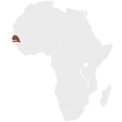 Map of Africa, highlighting the location of Senegal