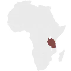 Map of Africa, highlighting the location of Tanzania